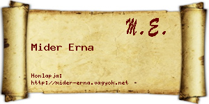 Mider Erna névjegykártya